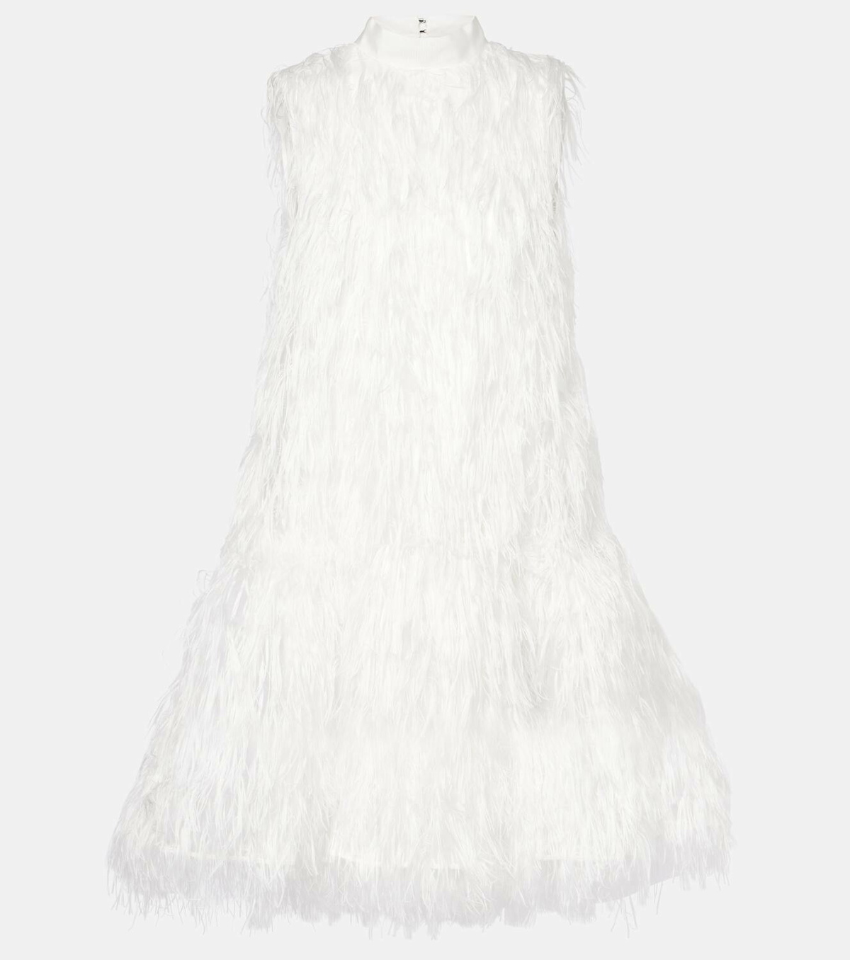 Roksanda Bridal Odette faux feather-trimmed silk minidress