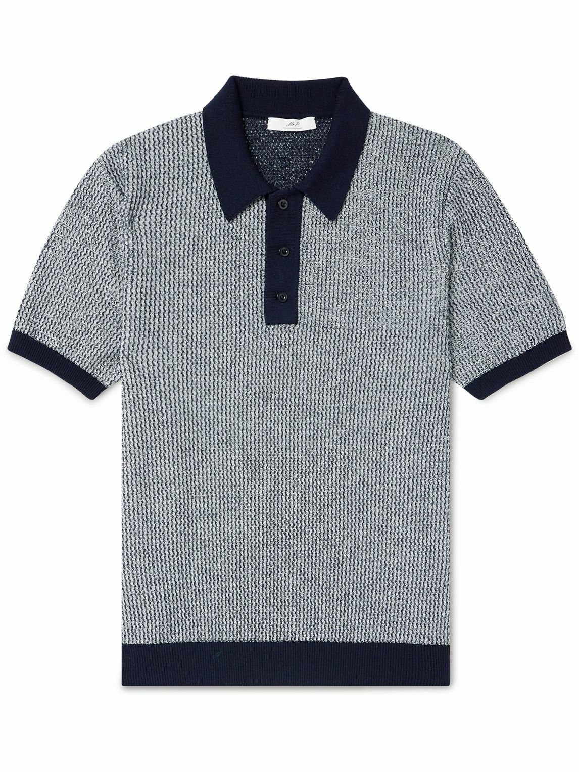 Mr P. - Open-Knit Merino Wool-Jacquard Polo Shirt - Blue Mr P.