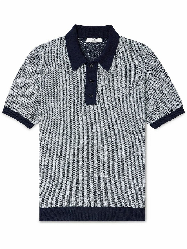 Photo: Mr P. - Open-Knit Merino Wool-Jacquard Polo Shirt - Blue