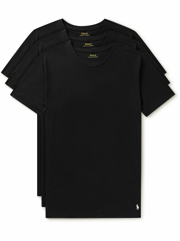 Photo: Polo Ralph Lauren - Three-Pack Logo-Embroidered Cotton-Jersey T-Shirts - Black