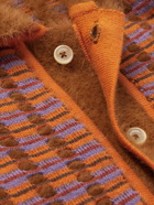 Jacquemus - Macio Jacquard-Knit Cotton-Blend and Faux Fur Cardigan - Brown