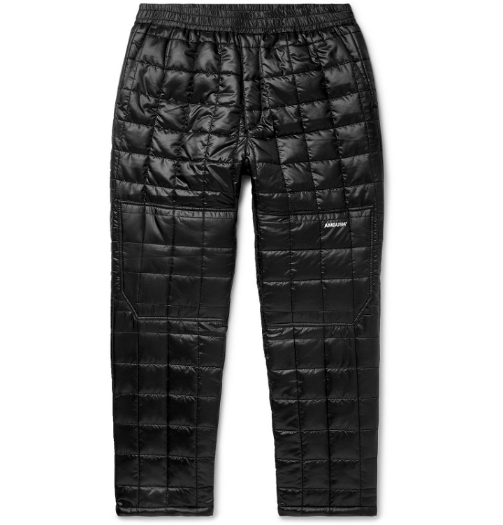 Photo: AMBUSH® - Tapered Logo-Print Quilted Coated-Cotton Track Pants - Black