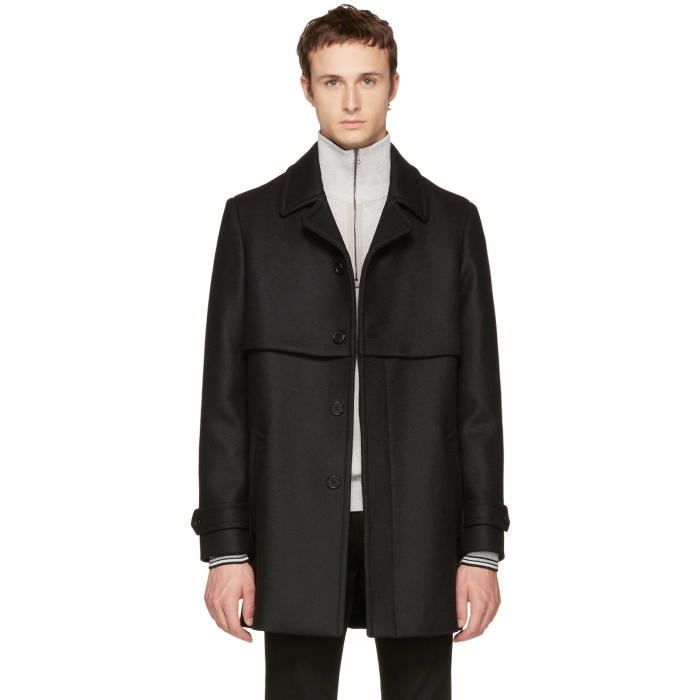 Photo: Saint Laurent Black Wool Gun Flap Coat