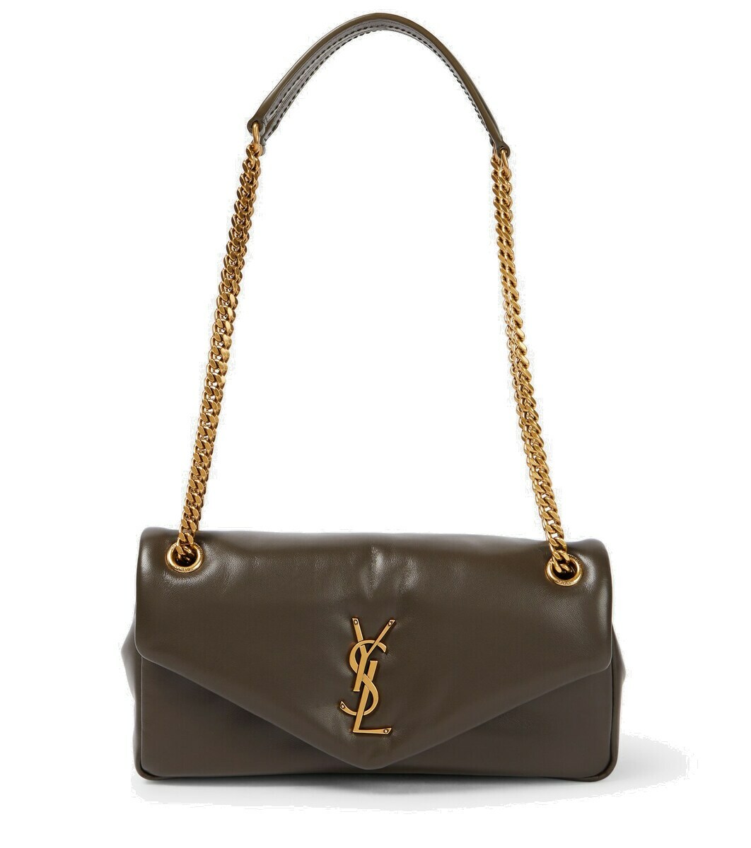 Saint Laurent Women Black Leather Big Calypso Shoulder Bag