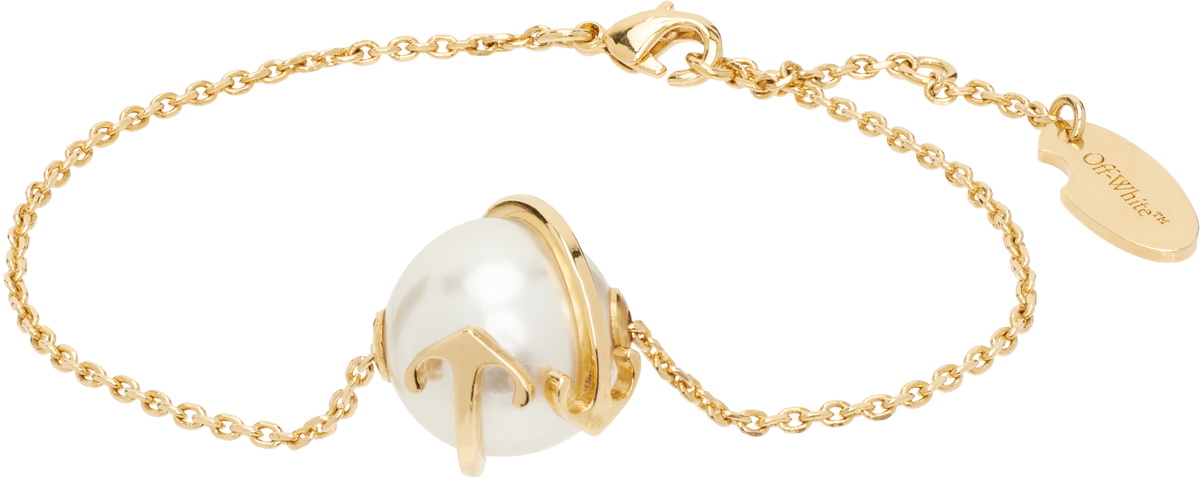Off-White Gold Arrow Pearl Bracelet