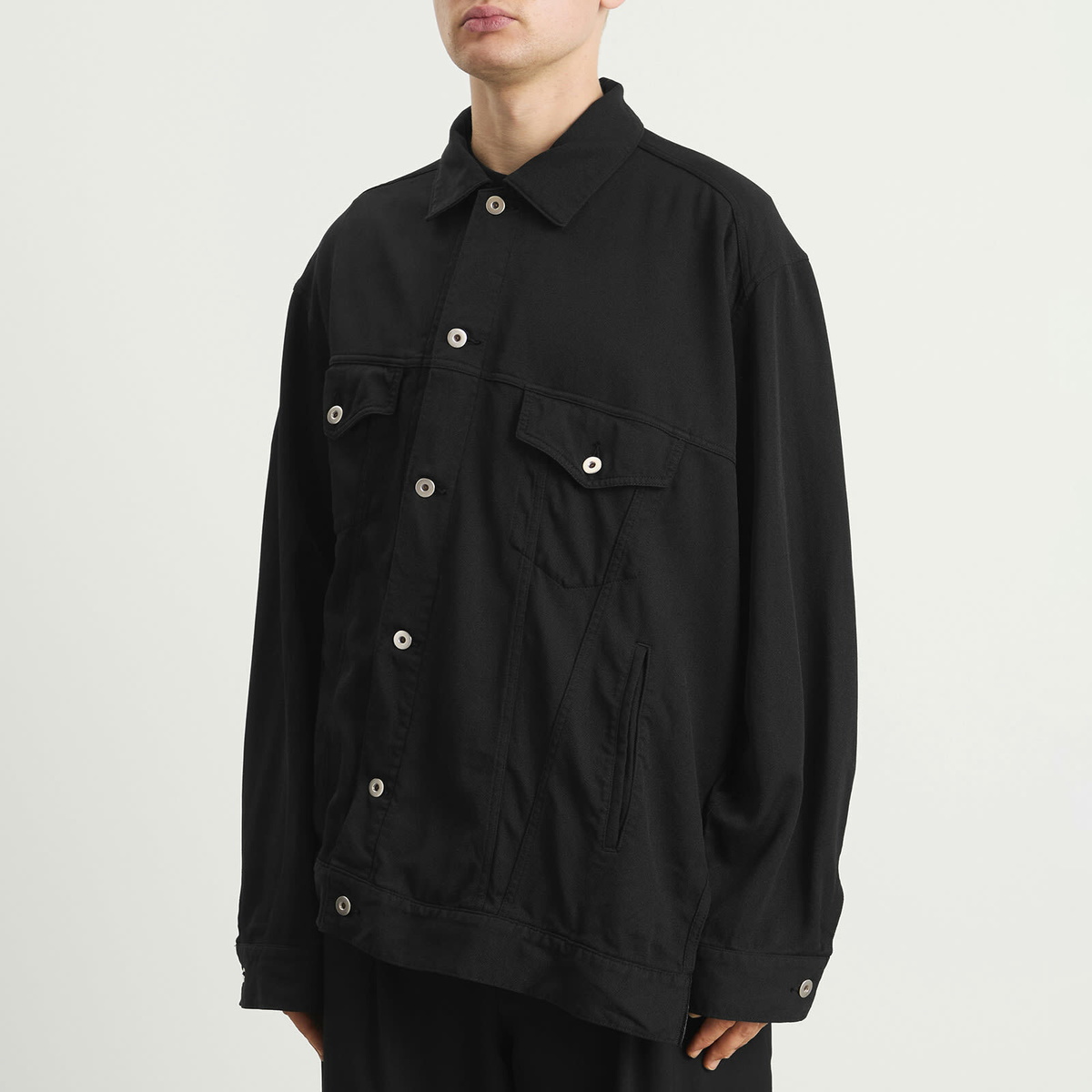 Comme des Garçons Men's Asymetric Denim Jacket in Black