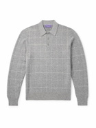 Ralph Lauren Purple label - Checked Cashmere Polo Shirt - Gray