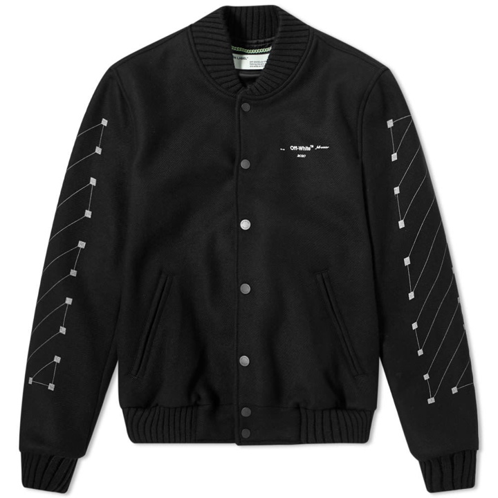 Photo: Off-White Chevron Varsity Jacket Black