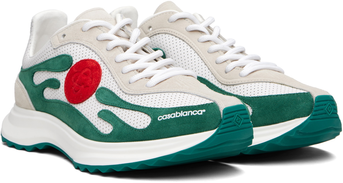 Casablanca White & Green Stade Sneakers