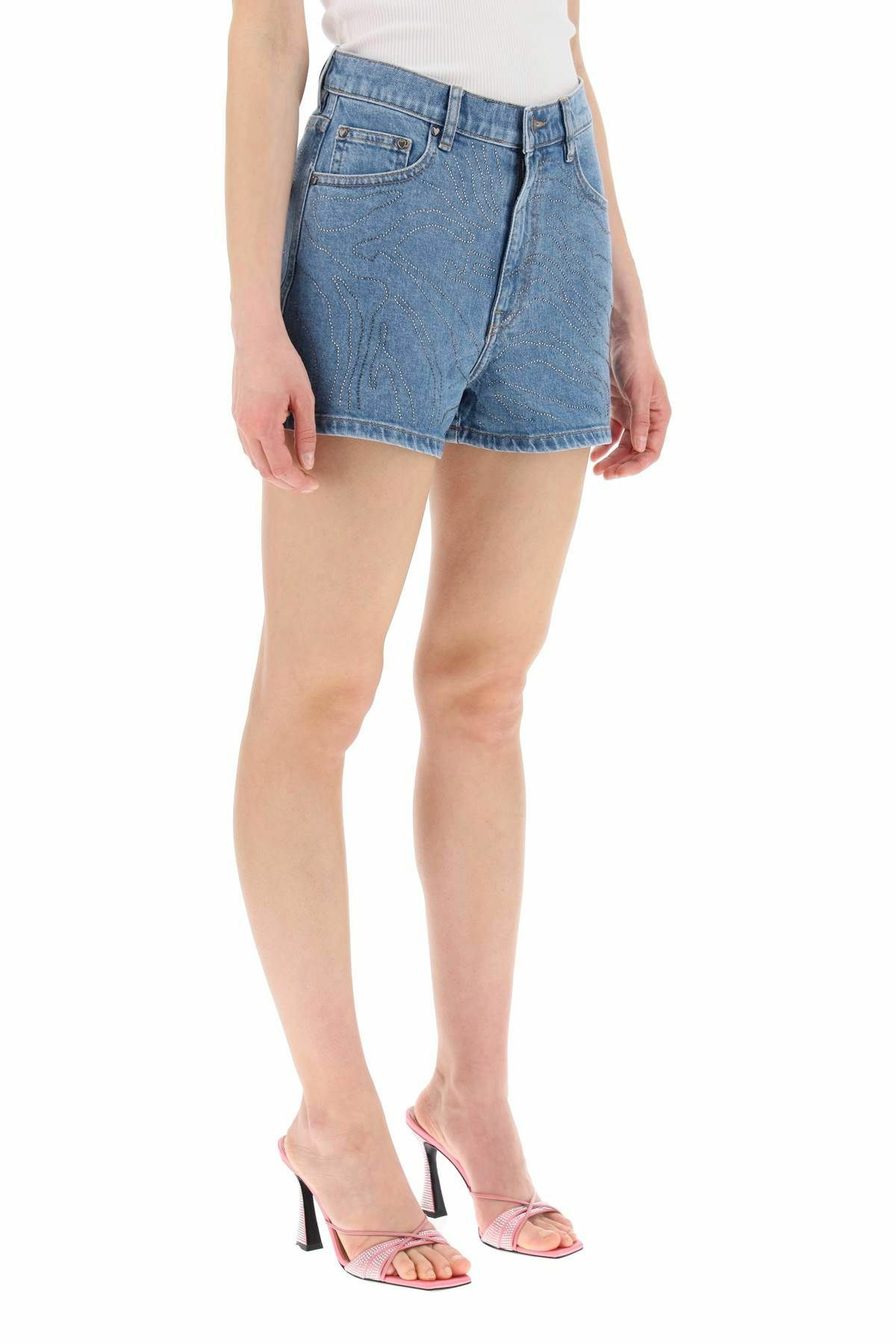 ROTATE denim shorts with rhinestone Blue ROTATE Birger