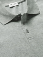 SAINT LAURENT - Logo-Embroidered Cotton-Piqué Polo Shirt - Gray