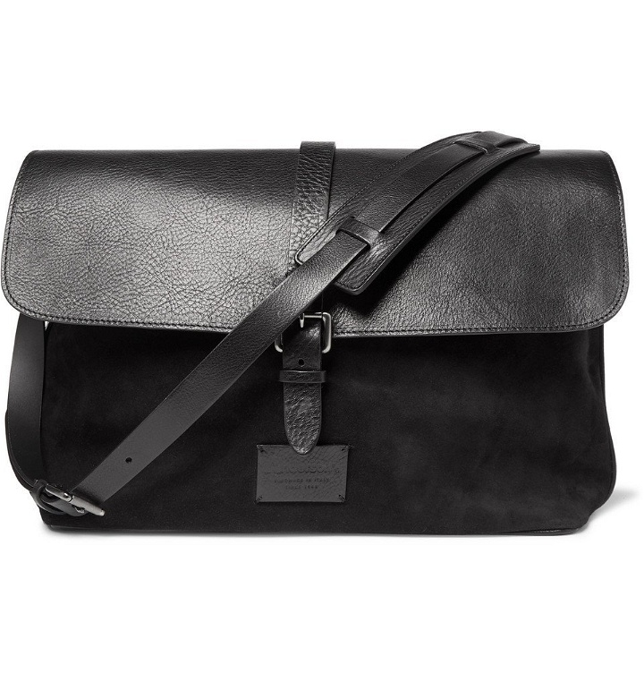 Photo: Anderson's - Suede and Leather Messenger Bag - Black