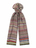Paul Smith - Fringed Striped Wool and Silk-Blend Scarf