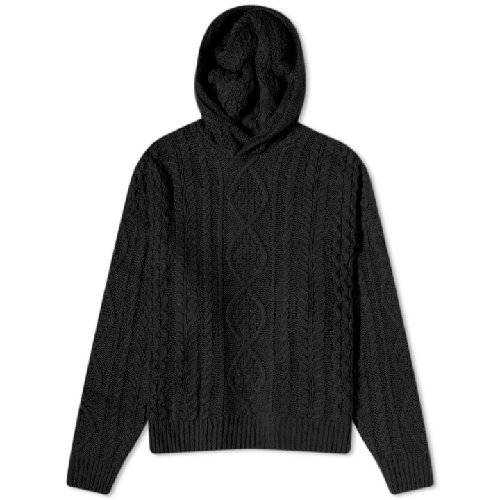 Photo: Fear of God ESSENTIALS Men's Cable Knit Hoodie in Jet Black