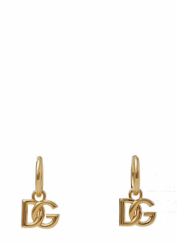 Photo: Logo Plaque Earrings in Gold