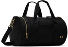 Fred Perry Black Textured Nylon Barrel Duffle Bag