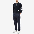 Thom Browne Men's Long Sleeve 4 Bar Striped Waffle Polo Shirt in Navy