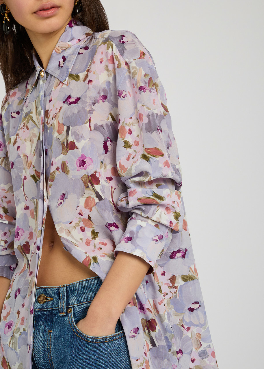 Balmain Floral-print Silk Shirt White
