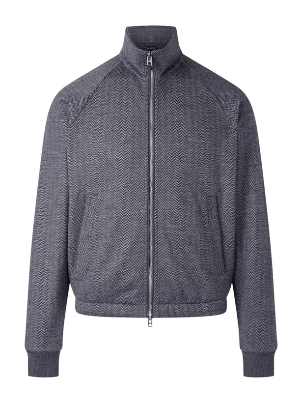 Photo: TOM FORD - Herringbone Cotton, Wool and Silk-Blend Jacket - Black