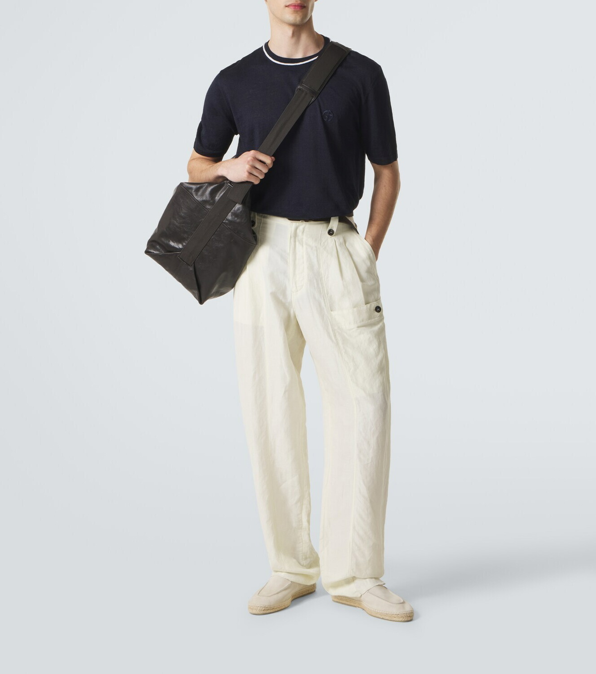 Giorgio Armani Logo linen and silk T-shirt