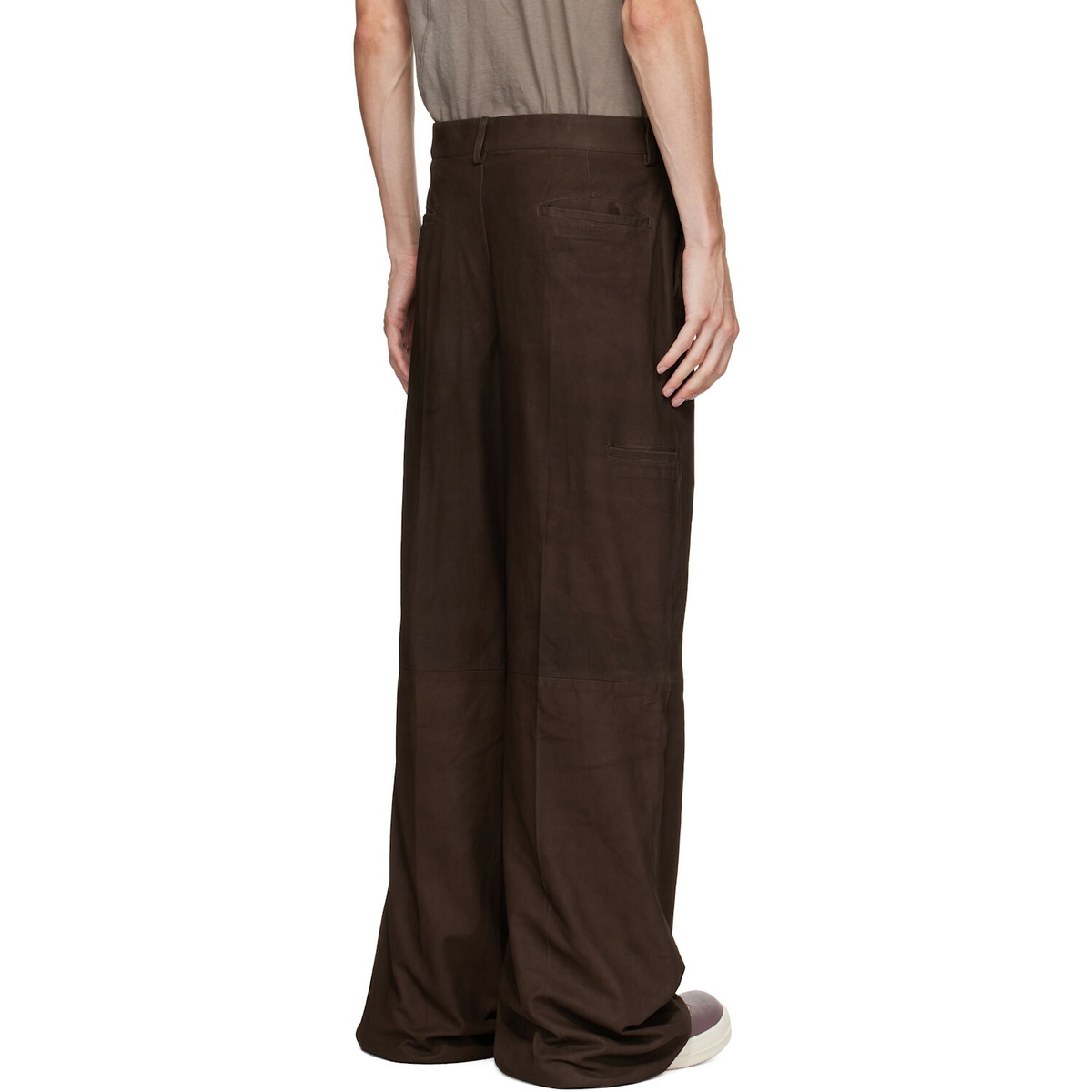 Rick Owens Brown Leather Work Pants