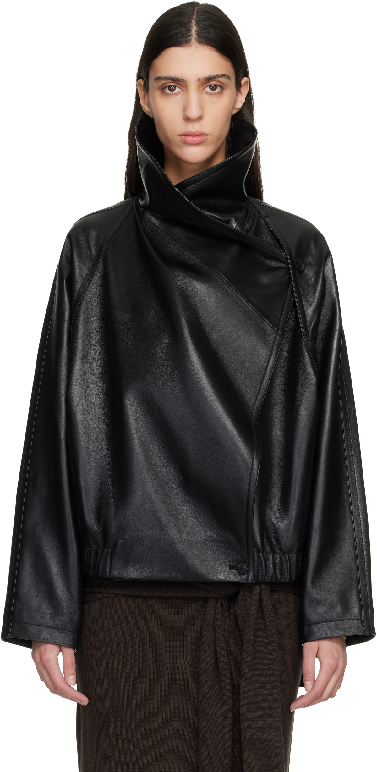 LE17SEPTEMBRE Black Sculptured Leather Jacket
