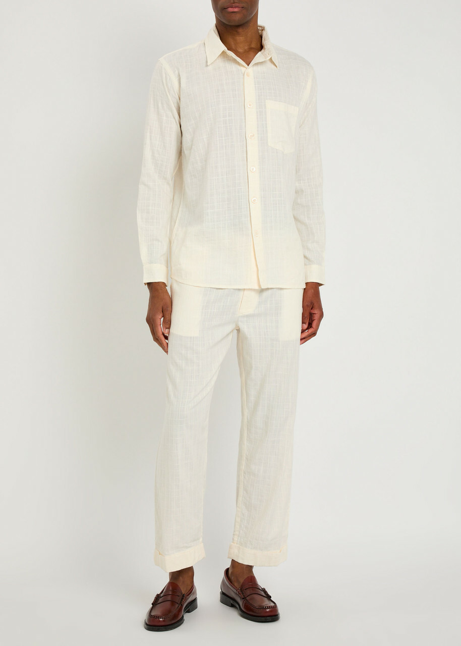 Smr Days Enamorados Embroidered Cotton-blend Shirt Ecru
