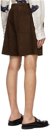 COMMAS Brown Drawstring Leather Shorts