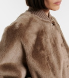 Brunello Cucinelli Cashmere-trimmed shearling bomber jacket