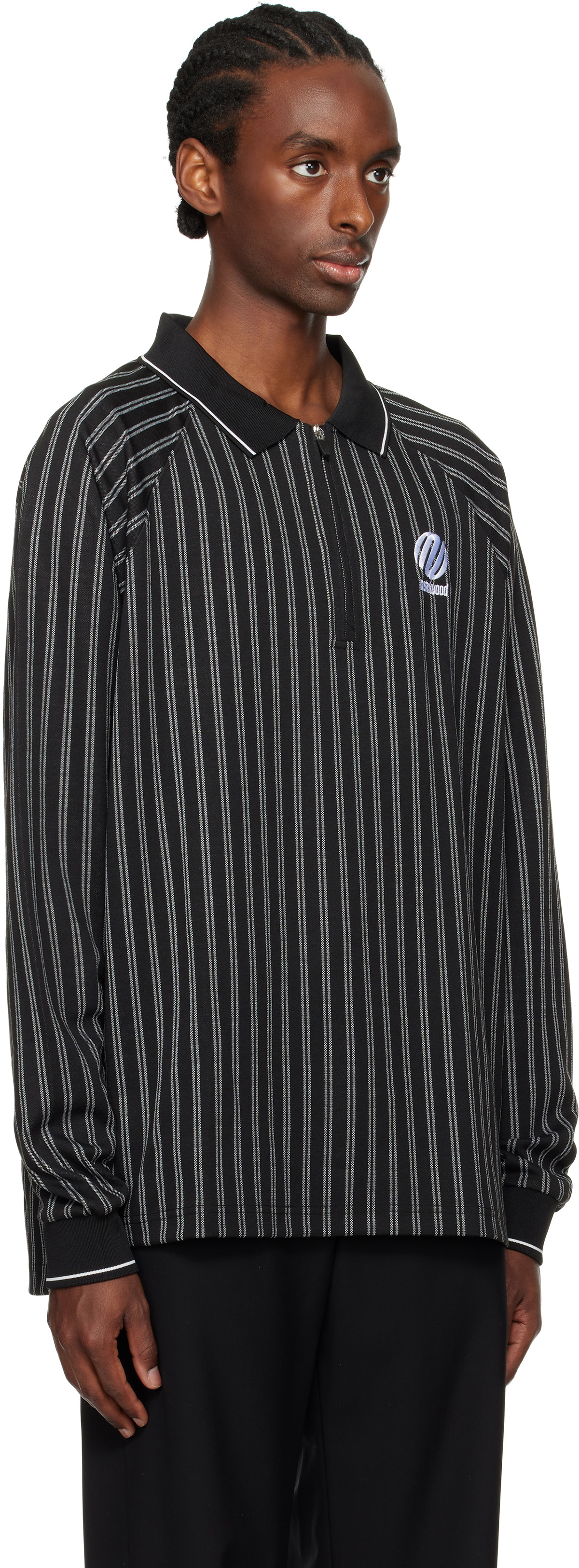 Metalwood Studio Black Ribbed LS Polo
