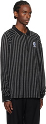 Metalwood Studio Black Ribbed LS Polo