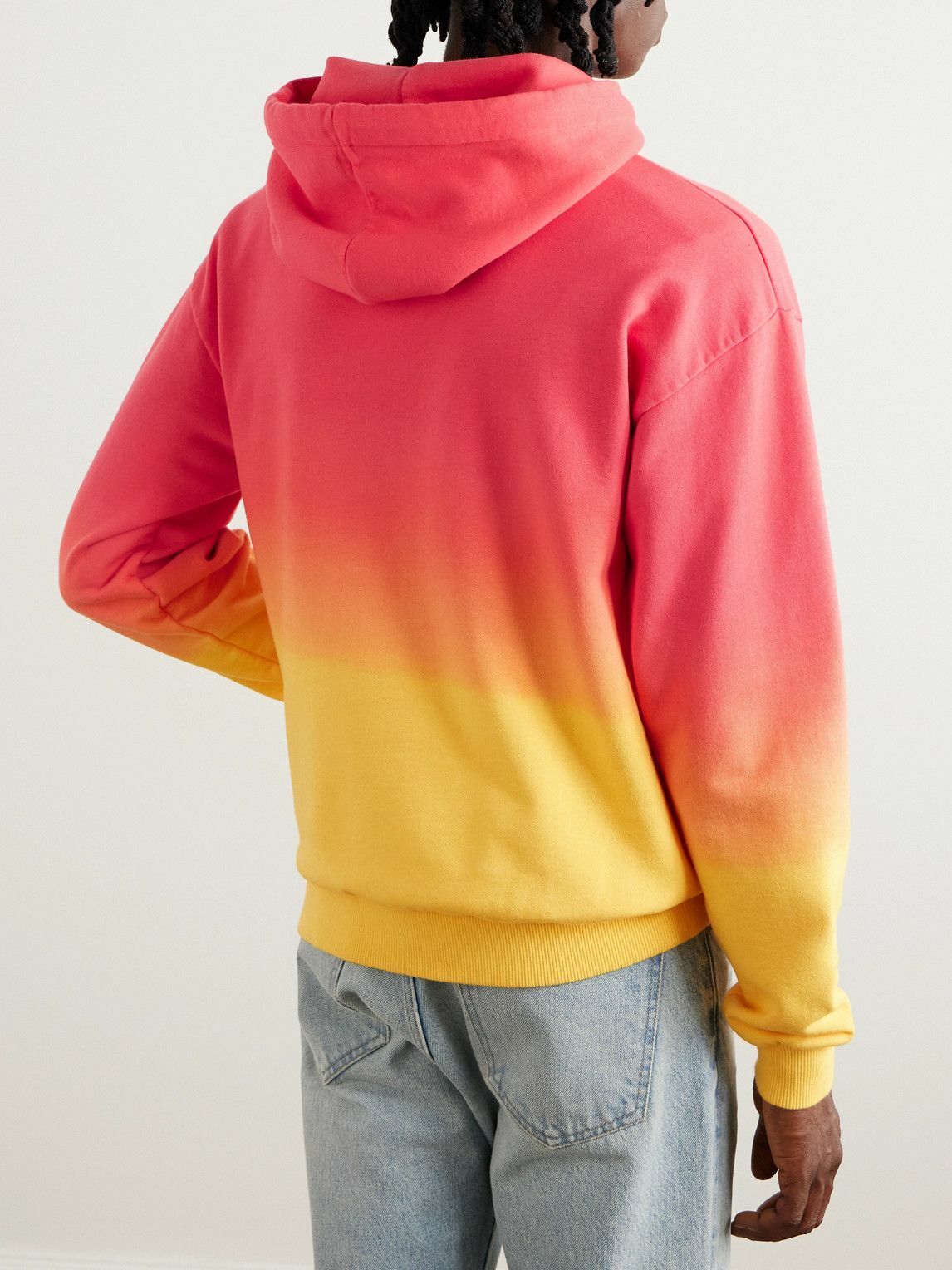 CELINE - Logo-Print Ombré Cotton-Jersey Hoodie - Orange Celine