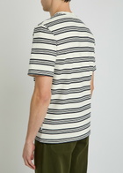 Wax London Dean Striped Textured Cotton T-shirt Navy