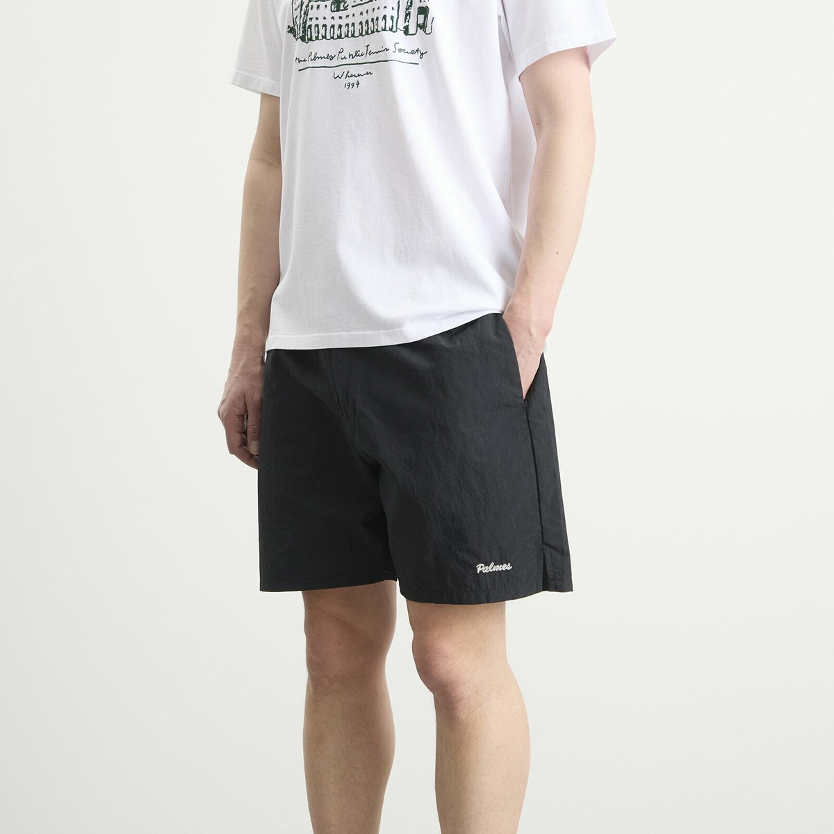 Palmes Men's Stitch Tennis Shorts in Black