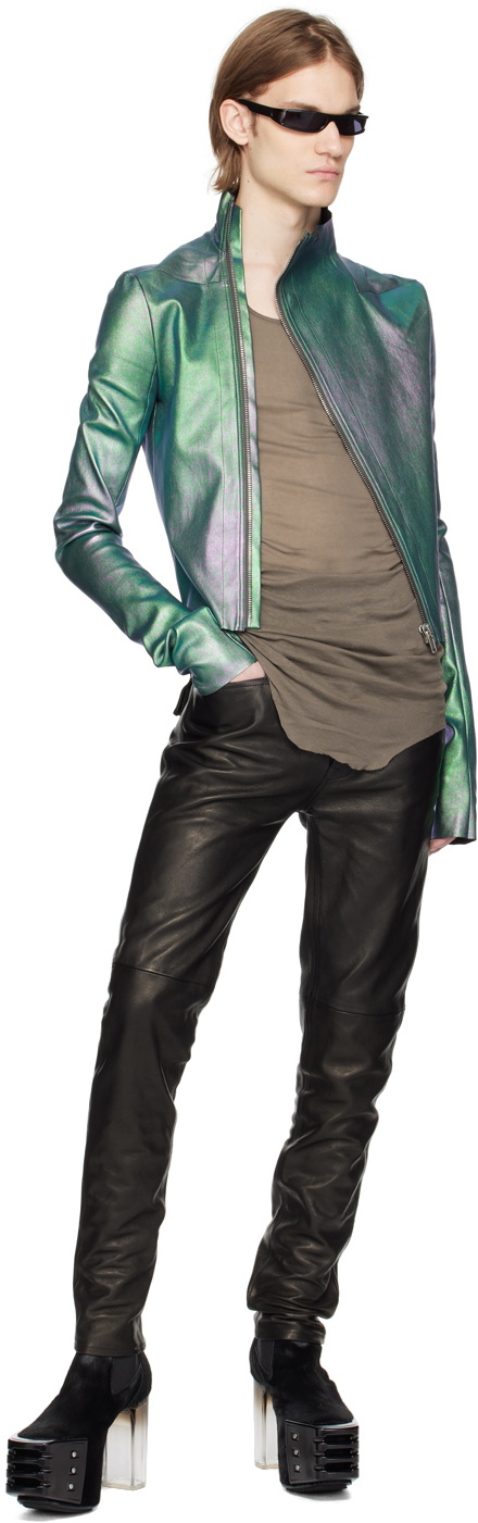 Rick Owens Green Gary Leather Jacket Rick Owens