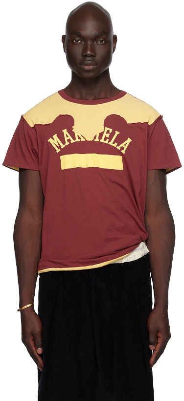Photo: Maison Margiela Burgundy & Yellow Décortiqué T-Shirt