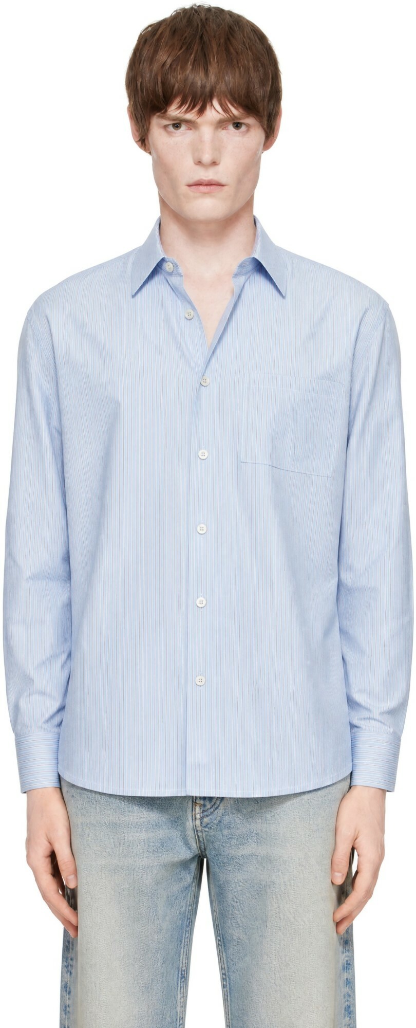 COOR Blue Pin Stripe Pointed Shirt