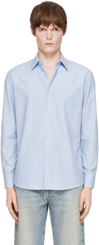 Photo: COOR Blue Pin Stripe Pointed Shirt
