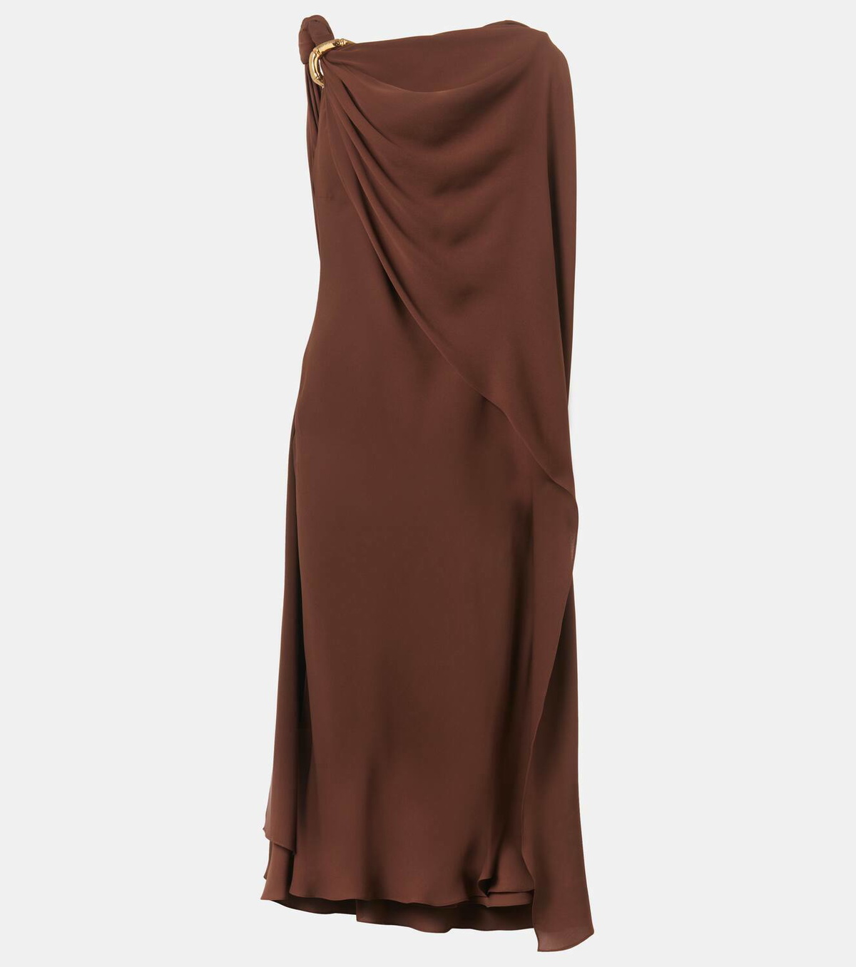 gucci open back long satin dress Gucci Draped Silk-blend Satin Gown Dress