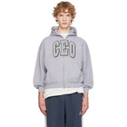 Balenciaga Gray 'CEO' Team Logo Small Fit Zip-Up Hoodie