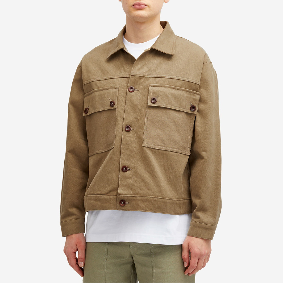 Café Mountain Men's Reverse Panel Workers Jacket in Washed Limestone