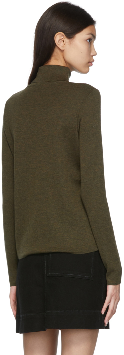 Maison Kitsuné Khaki Fox Head Patch Fitted Turtleneck Maison Kitsune