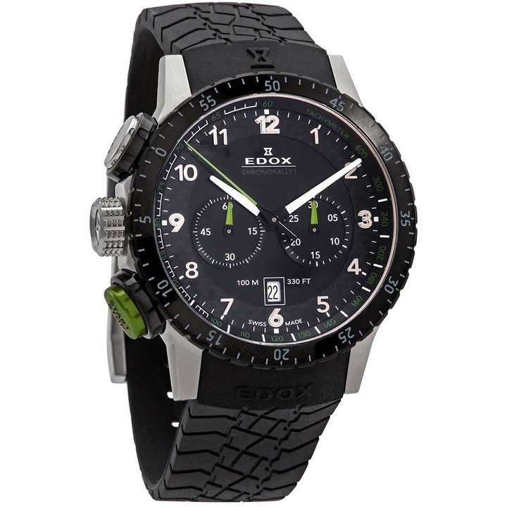 Photo: Edox Chronorally Chronograph Quartz Black Dial Mens Watch 10305 3NV NV