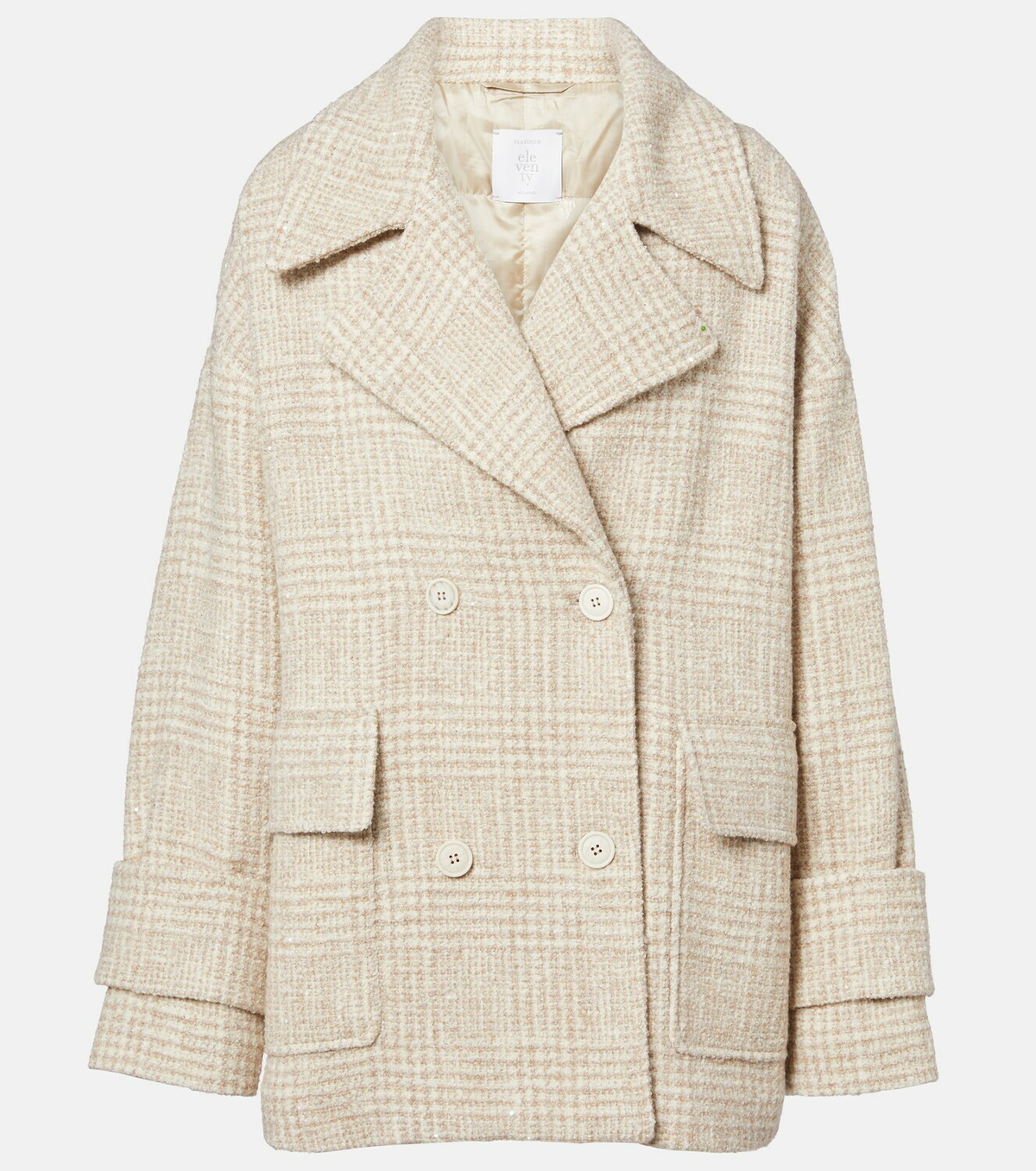 Eleventy Checked wool and alpaca-blend jacket