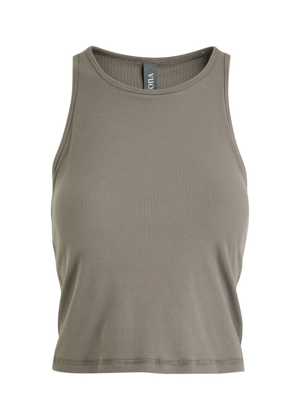 Photo: Vuori Pose Plyo Ribbed-knit Tank Mauve
