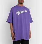 Vetements - Oversized Logo-Print Cotton-Jersey T-Shirt - Purple