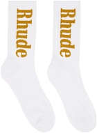 Rhude White & Tan Logo Socks