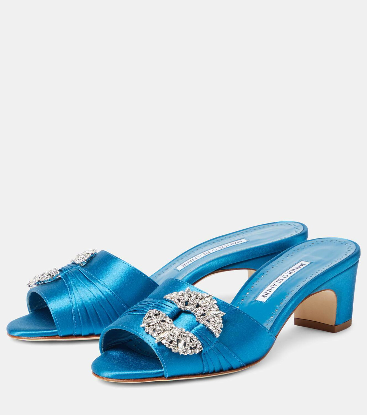 Manolo Blahnik Prinap 50 embellished satin mules Manolo Blahnik