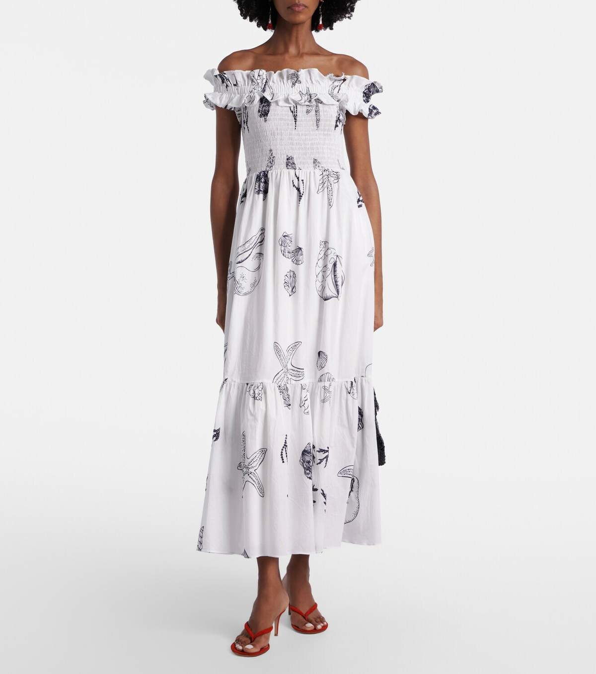 Poupette St Barth Suzanne shirred cotton muslin maxi dress