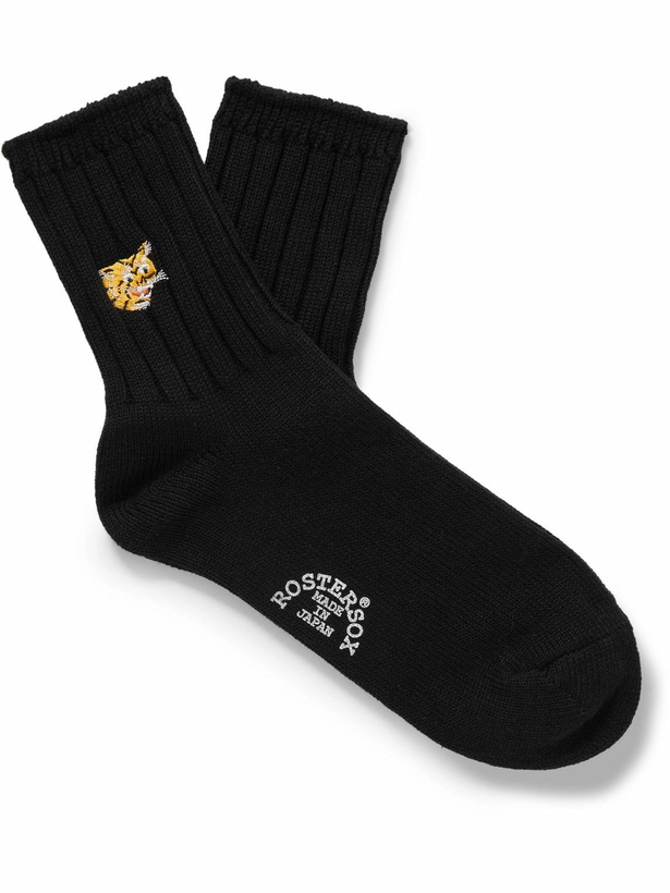 Photo: Rostersox - Tiger Embroidered Ribbed Cotton-Blend Socks